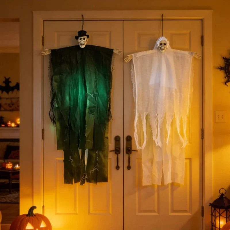 Halloween Spooky Props,Skull Ghost Head&Hanging Ghoul Decor for Haunted House, Bar Scene, Indoor Party Atmosphere Creepy Decor