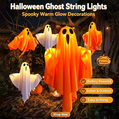 Halloween Decorations Outdoor Indoor Halloween Party Spooky Ghost String Lights LED Fairy Lights Yard Garden Interior Decorate